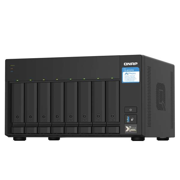 Qnap TS-832PX NAS Tower - Ethernet LAN - AL324 - Aluminium - Black [TS-832PX-4G]