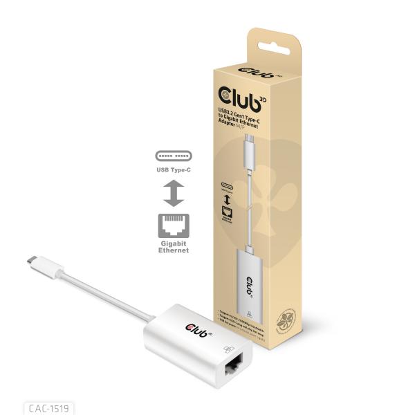 CLUB3D USB TYPE C 3.1 GEN 1 GEN 1 MALE TO 1GB ETHERNET FEMALE ACTIVE ADAPTER [CAC-1519]