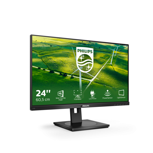 PHILIPS MONITOR 23,8 LED IPS 16:9 FHD 4MS 250 CDM, VGA/DVI/DP/HDMI, GREEN LINE, PIVOT, MULTIMEDIALE [242B1G]