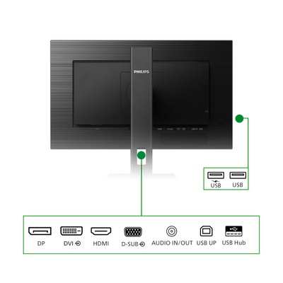PHILIPS MONITOR 23,8 LED IPS 16:9 FHD 4MS 250 CDM, VGA/DVI/DP/HDMI, GREEN LINE, PIVOT, MULTIMEDIALE [242B1G]