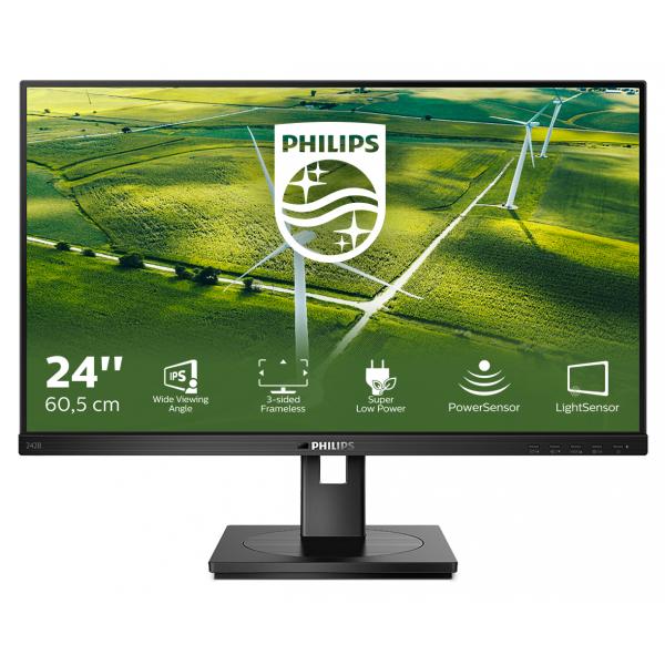 PHILIPS MONITOR 23,8 LED IPS 16:9 FHD 4MS 250 CDM, VGA/DVI/DP/HDMI, GREEN LINE, PIVOT, MULTIMEDIALE [242B1G]