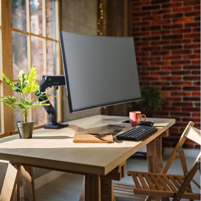 Ergotron HX Desk Monitor Arm - Single Heavy Monitor Mount - Max. 49 inch screen - Matte Black [45-475-224]