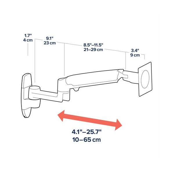 Ergotron LX WALL MOUNT - BRIGHT WHITE - MAX 24 INCH - MAX WEIGHT 9.1KG [45-243-216]