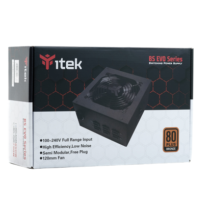ITEK ALIMENTATORE BS650 EVO - 650W, 80PLUS BRONZE, PFC ATTIVO, VENTOLA HDB 12CM, SEMI MODULARE [ITPSEBS650]