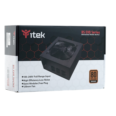 ITEK ALIMENTATORE BS650 EVO - 650W, 80PLUS BRONZE, PFC ATTIVO, VENTOLA HDB 12CM, SEMI MODULARE [ITPSEBS650]