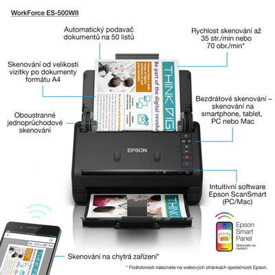Epson WorkForce ES-500WII - Sheet-fed scanner [B11B263401]