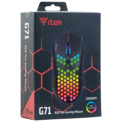 ITEK MOUSE GAMING 12000DPI, RGB, SOFTWARE, SENSORE P3327, LEGGERO, A NIDO DAPE [ITMGG71]