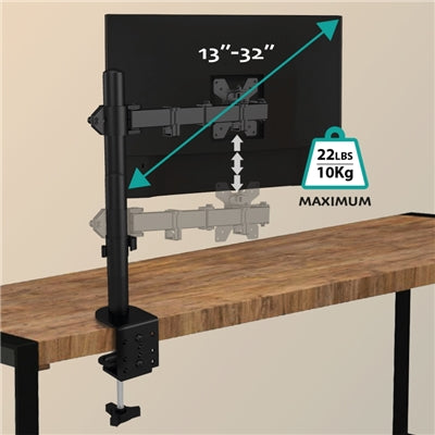 SUPPORTO A BRACCIO per MONITOR 13"-32" OVERMUST FOVMMS17867 VESA: 75x75 - 100x100 Altezza Reg. - carico max 10kg Nero [FOVMMS17867]