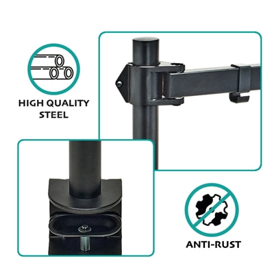 SUPPORTO A BRACCIO per MONITOR 13"-32" OVERMUST FOVMMS17867 VESA: 75x75 - 100x100 Altezza Reg. - carico max 10kg Nero [FOVMMS17867]