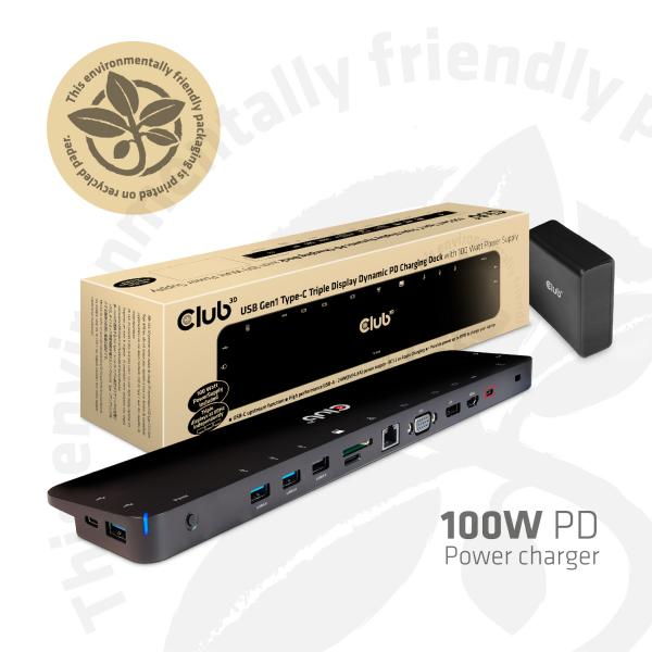 CLUB3D USB TYPE C 3.2 GEN 1 TRIPLE DISPLAY DYNAMIC PD CHARGING 100W [CSV-1564W100]
