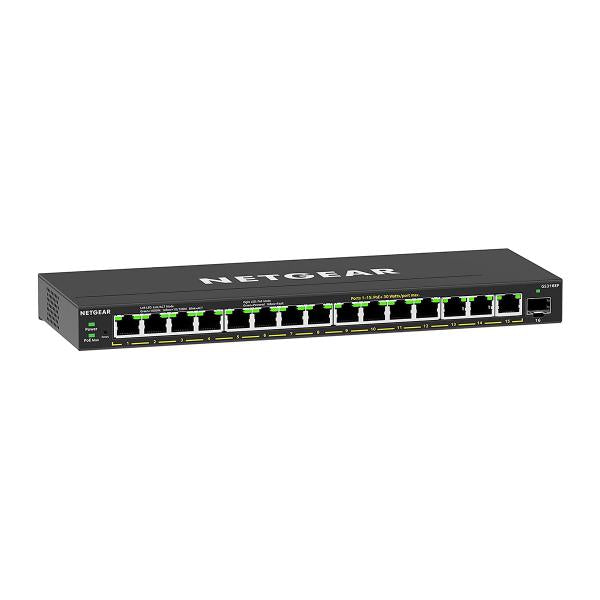 NETGEAR GS316EP-100PES switch di rete Gestito Gigabit Ethernet (10/100/1000) Supporto Power over Ethernet (PoE) Nero [GS316EP-100PES]