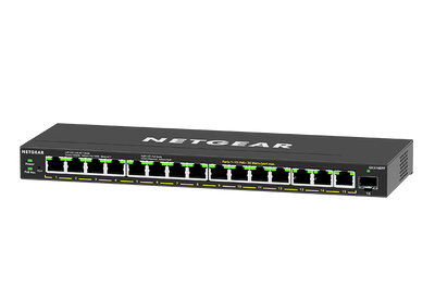 NETGEAR 16-Port High-Power PoE+ Gigabit Ethernet Plus Switch (231W) with 1 SFP port (GS316EPP) Gestito Gigabit Ethernet (10/100/1000) Supporto Power over Ethernet (PoE) Nero [GS316EPP-100PES]