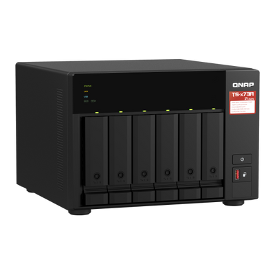Qnap AMD Ryzen Embedded V1500B 2.2GHz NAS Tower - 6x 3.5 Inch Bays - 8GB SO-DIMM DDR4 (1 x 8 GB) - 5GB Flash - Black [TS-673A-8G]