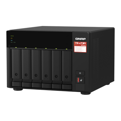 Qnap AMD Ryzen Embedded V1500B 2.2GHz NAS Tower - 6x 3.5 Inch Bays - 8GB SO-DIMM DDR4 (1 x 8 GB) - 5GB Flash - Black [TS-673A-8G]