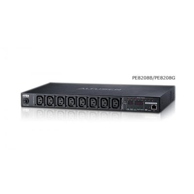 ATEN PE8208G - 8-Outlet 1U eco PDU, Metered and Swtiched by Outlet (16A) (7x C13, 1x C19) [PE8208G-ATB-G]