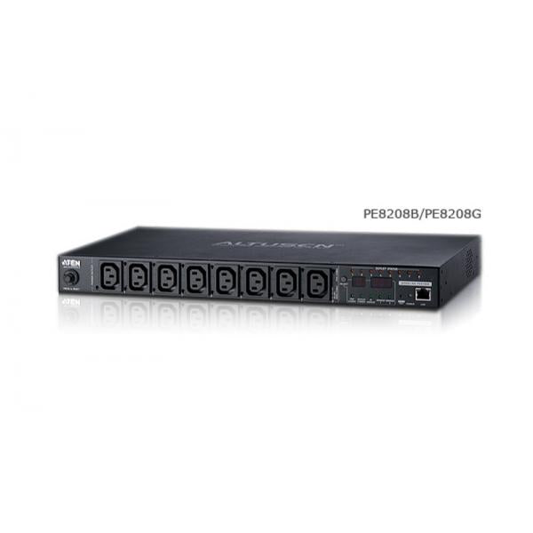 Aten 8-Port Intelligent 1U ECO Power Distribution Unit (PDU), Metered by Outlet (7 x C13, 1 x C19) [PE8208G-ATA-G]