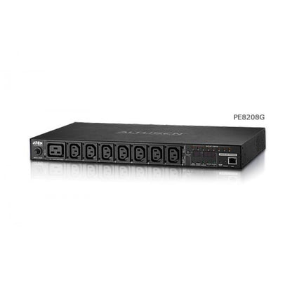 Aten 8-Port Intelligent 1U ECO Power Distribution Unit (PDU), Metered by Outlet (7 x C13, 1 x C19) [PE8208G-ATA-G]