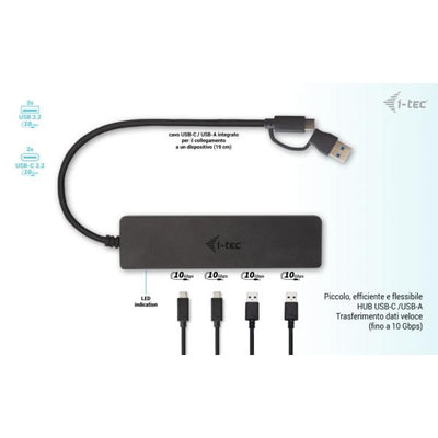 i-tec Metal USB-A/USB-C HUB 2x USB 3.0 + 2x USB-C (10 Gbps) [C31HUBMETAL2A2C]