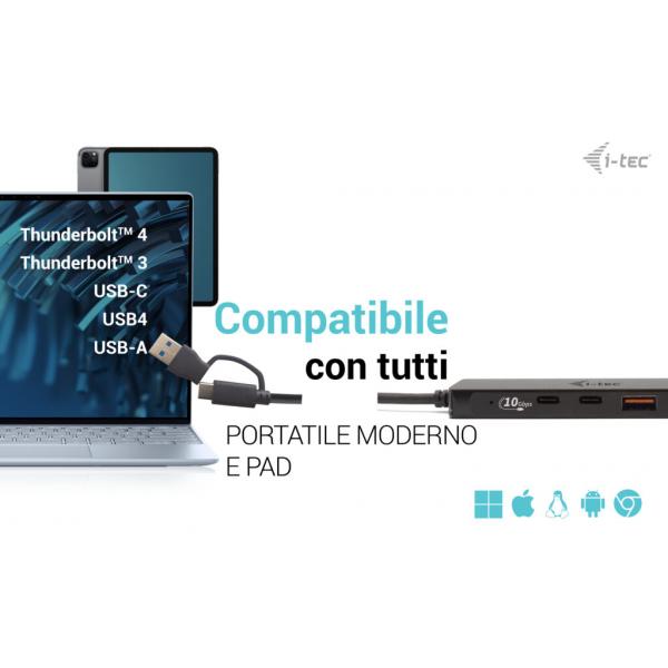 i-tec Metal USB-A/USB-C HUB 2x USB 3.0 + 2x USB-C (10 Gbps) [C31HUBMETAL2A2C]