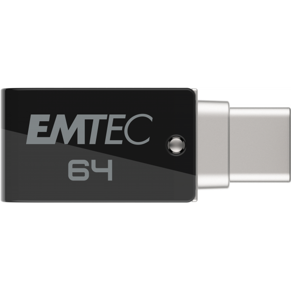 Emtec T260C unità flash USB 64 GB USB Type-A / USB Type-C 3.2 Gen 1 (3.1 Gen 1) Nero, Acciaio inossidabile [ECMMD64GT263C]