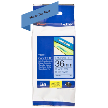 Brother TZE-561 nastro per etichettatrice Nero su blu [TZE561]