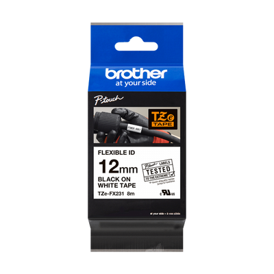 BROTHER NASTRO LAMINATO FLESSIBILE DA 12MM (8M) NERO/BIANCO [TZE-FX231]