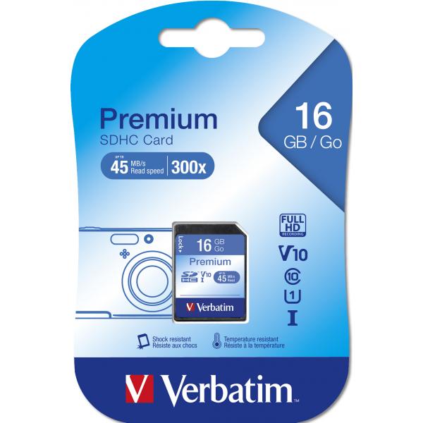 VERBATIM SD SDHC 16GB CLASE 10 PREMIUM [43962]