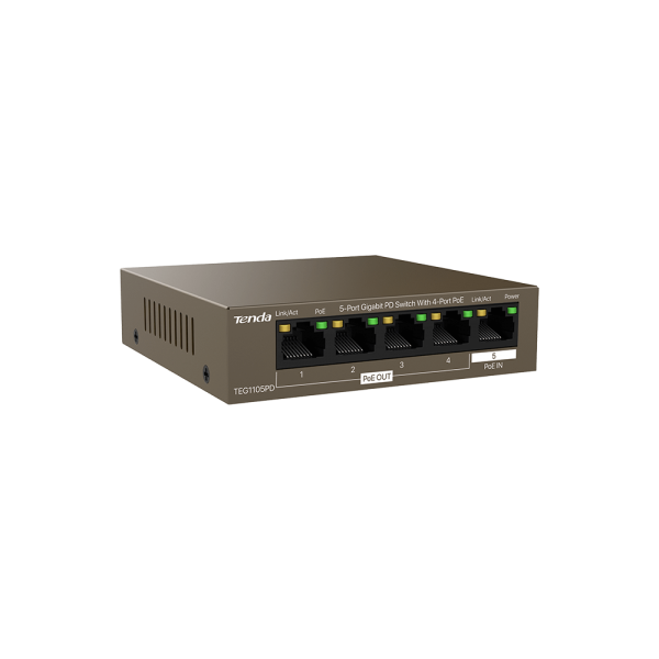 TENDA SWITCH 5 PORTE GIGABIT DI CUI 4 POE [TEG1105PD]