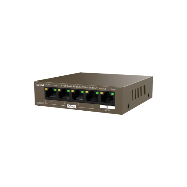 TENDA SWITCH 5 PORTE GIGABIT DI CUI 4 POE [TEG1105PD]