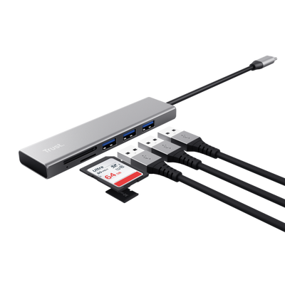TRUST HUB E LETTORE SCHEDE HALYX FAST USB-C HUB [24191]