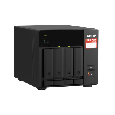 Qnap AMD Ryzen Embedded V1500B 2.2GHz NAS Tower - 8GB SO-DIMM DDR4 (1 x 8 GB) - 5GB Flash - Black [TS-473A-8G]
