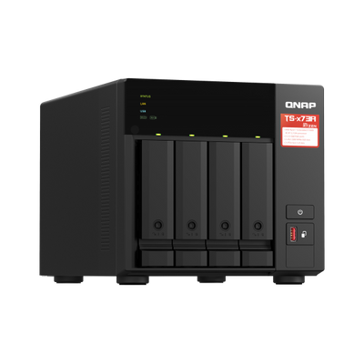 Qnap AMD Ryzen Embedded V1500B 2.2GHz NAS Tower - 8GB SO-DIMM DDR4 (1 x 8 GB) - 5GB Flash - Black [TS-473A-8G]