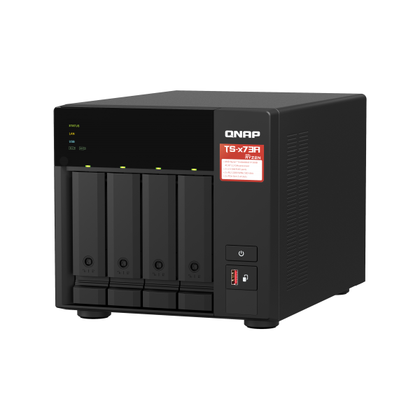 Qnap AMD Ryzen Embedded V1500B 2.2GHz NAS Tower - 8GB SO-DIMM DDR4 (1 x 8 GB) - 5GB Flash - Black [TS-473A-8G]