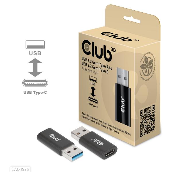 CLUB3D ADATTATORE USB TYPE C 3.2 GEN 1 FEMALE TO USB 3,2 GEN 1 TYPE A FEMALE [CAC-1525]