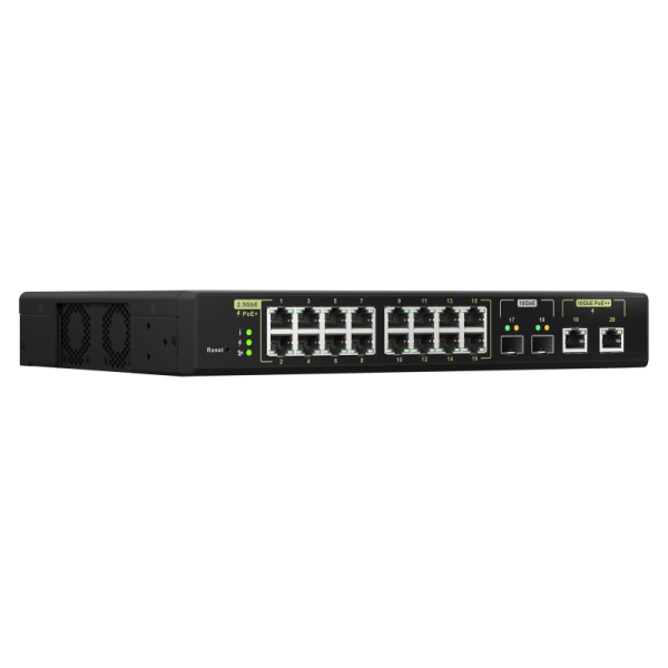 QNAP QSW-M2116P-2T2S switch di rete Gestito L2 2.5G Ethernet Supporto Power over Ethernet (PoE) Nero [QSW-M2116P-2T2S]