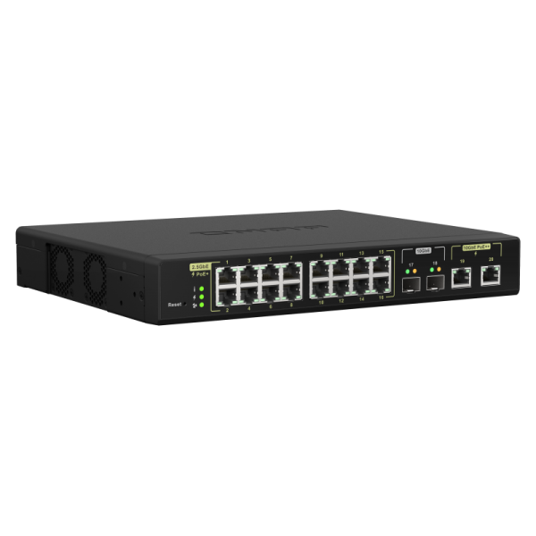 QNAP QSW-M2116P-2T2S switch di rete Gestito L2 2.5G Ethernet Supporto Power over Ethernet (PoE) Nero [QSW-M2116P-2T2S]