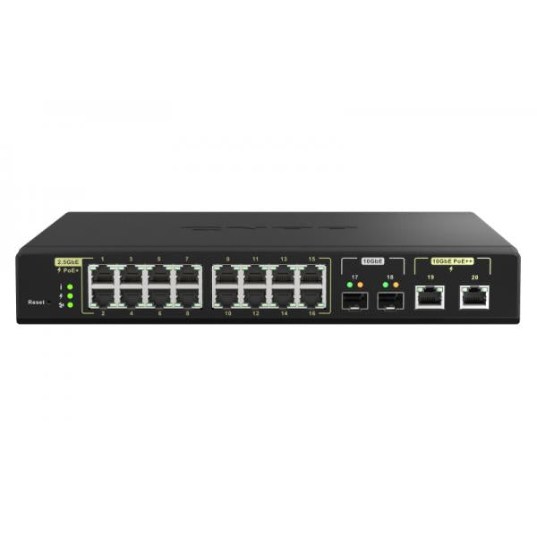 QNAP QSW-M2116P-2T2S switch di rete Gestito L2 2.5G Ethernet Supporto Power over Ethernet (PoE) Nero [QSW-M2116P-2T2S]