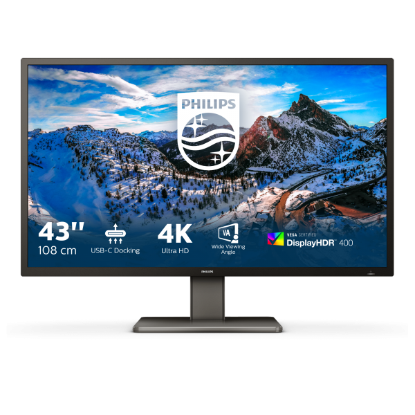 PHILIPS MONITOR 42,5 LED VA 16:9 4K UHD 4MS 400 CDM, DP/HDMI HUB USB-C, PIVOT, MULTIMEDIALE [439P1]