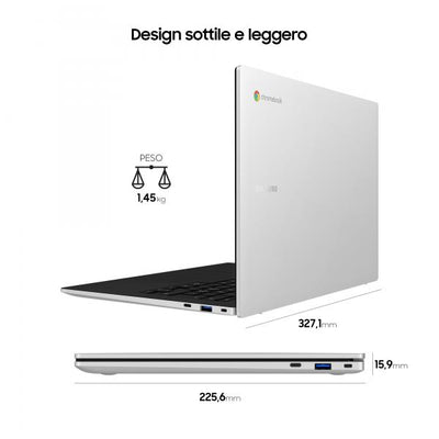 Samsung Galaxy Chromebook Go Intel Celeron N N4500 35,6 cm (14") HD 4 GB LPDDR4x-SDRAM 64 GB eMMC Wi-Fi 6 (802.11ax) ChromeOS Argento [XE340XDA-KA1IT]