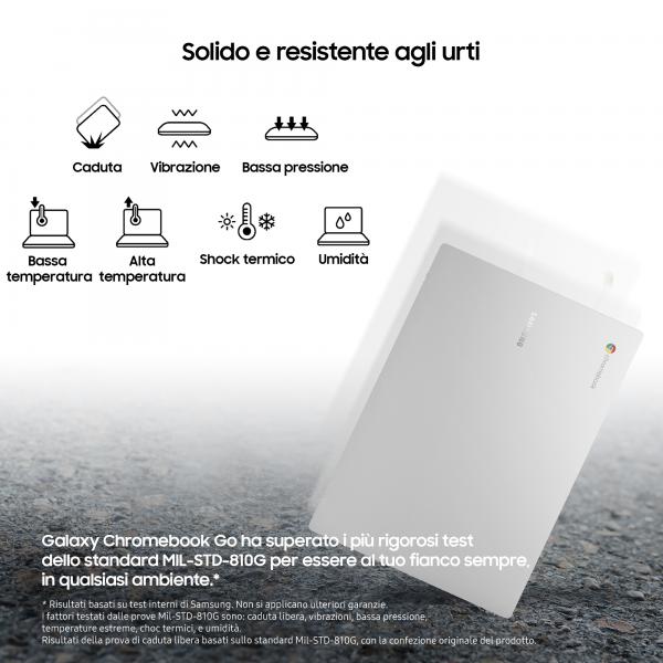 Samsung Galaxy Chromebook Go Intel Celeron N N4500 35,6 cm (14") HD 4 GB LPDDR4x-SDRAM 64 GB eMMC Wi-Fi 6 (802.11ax) ChromeOS Argento [XE340XDA-KA1IT]