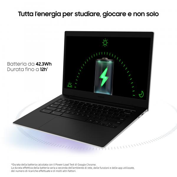 Samsung Galaxy Chromebook Go Intel Celeron N N4500 35,6 cm (14") HD 4 GB LPDDR4x-SDRAM 64 GB eMMC Wi-Fi 6 (802.11ax) ChromeOS Argento [XE340XDA-KA1IT]