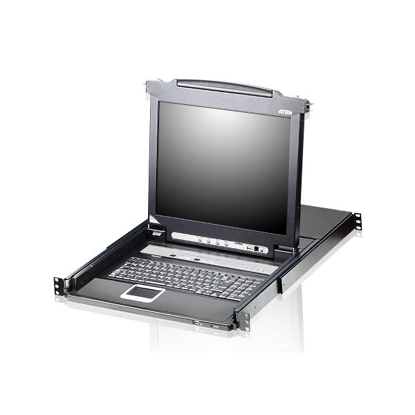 Aten 8-Port 17" LCD KVM Switch (USB - PS/2 VGA) with USB Peripheral port TASTIERA INGLESE [CL5708M-ATA-EG]