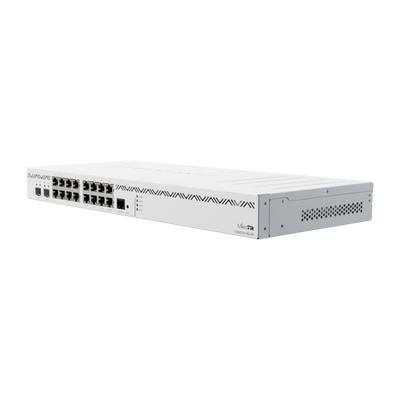 MikroTik Router with 16x Ethernet ports. two 10G SFP+cages. full-size USB and RJ-45 console port on the front panel. [CCR2004-16G-2S+]