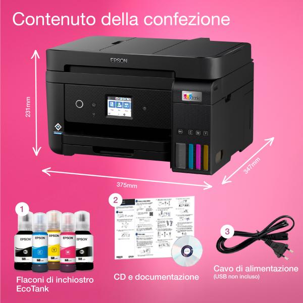 EPSON MULTIFUNZIONE INK A4 COLORE, ECOTANK ET-4800, 33PPM, ADF, FRONTE/RETRO MANUALE, USB/LAN/WIFI, 4 IN 1 [C11CJ65402]