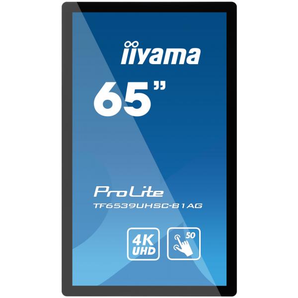iiyama TF6539UHSC-B1AG visualizzatore di messaggi Pannello piatto interattivo 165,1 cm (65") LCD 500 cd/m 4K Ultra HD Nero Touch screen [TF6539UHSC-B1AG]