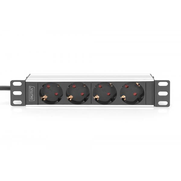 Digitus 1U Aluminum PDU - 10inch rack mount - 4x safety outlet - 16A - 4000W - 250VAC 50/60Hz [DN-95418]
