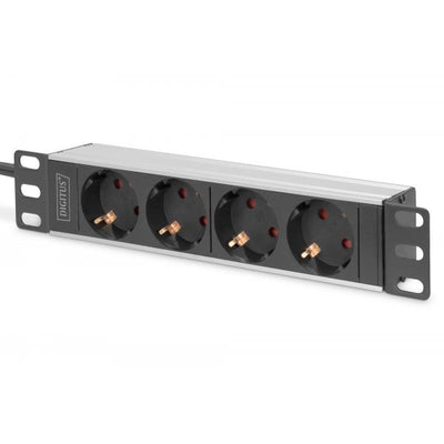 Digitus 1U Aluminum PDU - 10inch rack mount - 4x safety outlet - 16A - 4000W - 250VAC 50/60Hz [DN-95418]
