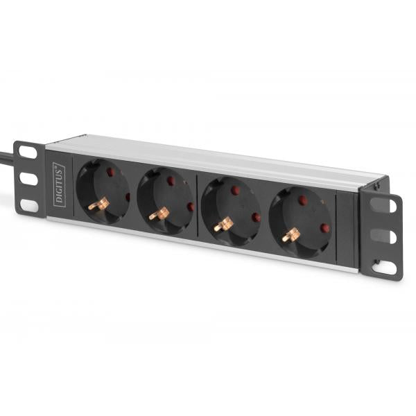 Digitus 1U Aluminum PDU - 10inch rack mount - 4x safety outlet - 16A - 4000W - 250VAC 50/60Hz [DN-95418]