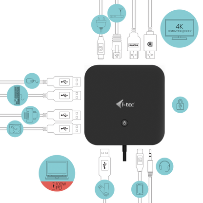 I-TEC DOCKING STATION USB-C HDMI POWER DELIVERY 100W, 2X LCD + CHARGER C112W [C31HDMIDPDOCKPD100]