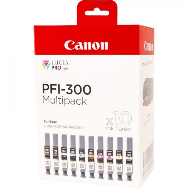 Canon PFI-300 cartuccia d'inchiostro 10 pz Originale Nero, Blu, Ciano, Grigio, Magenta, Nero per foto, Magenta per foto, Rosso, Giallo [4192C008]